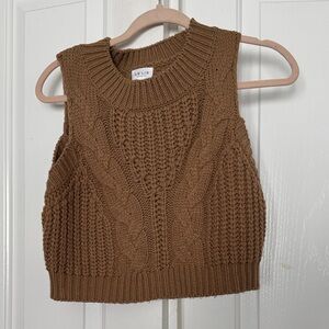 Cello Brown Cable Knit V-Neck Sweater Vest